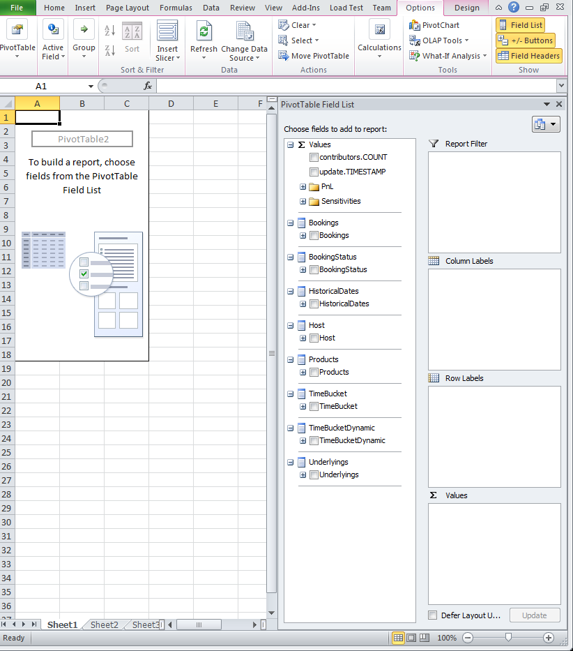 Excel with Empty Pivot Table