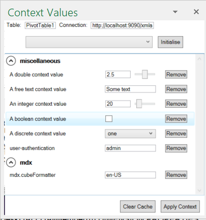 Example of custom context values in the sandbox