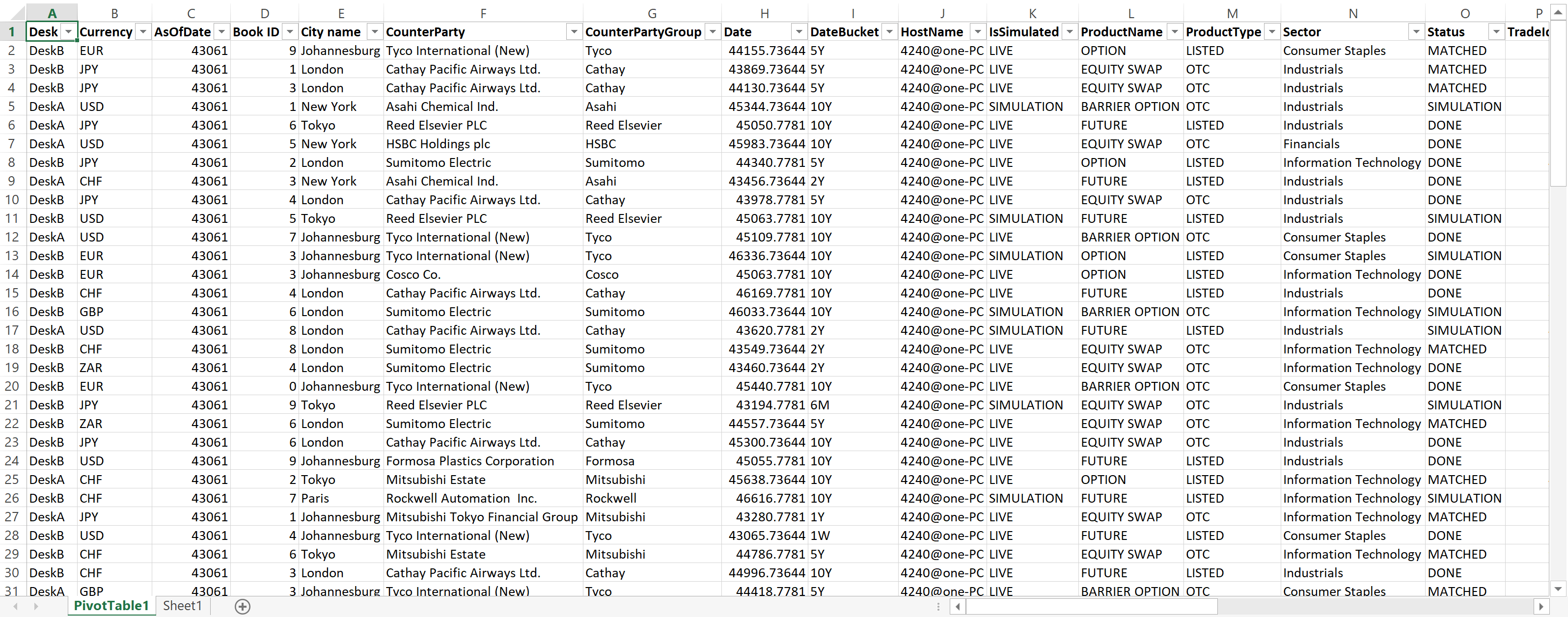 Spreadsheet drillthrough