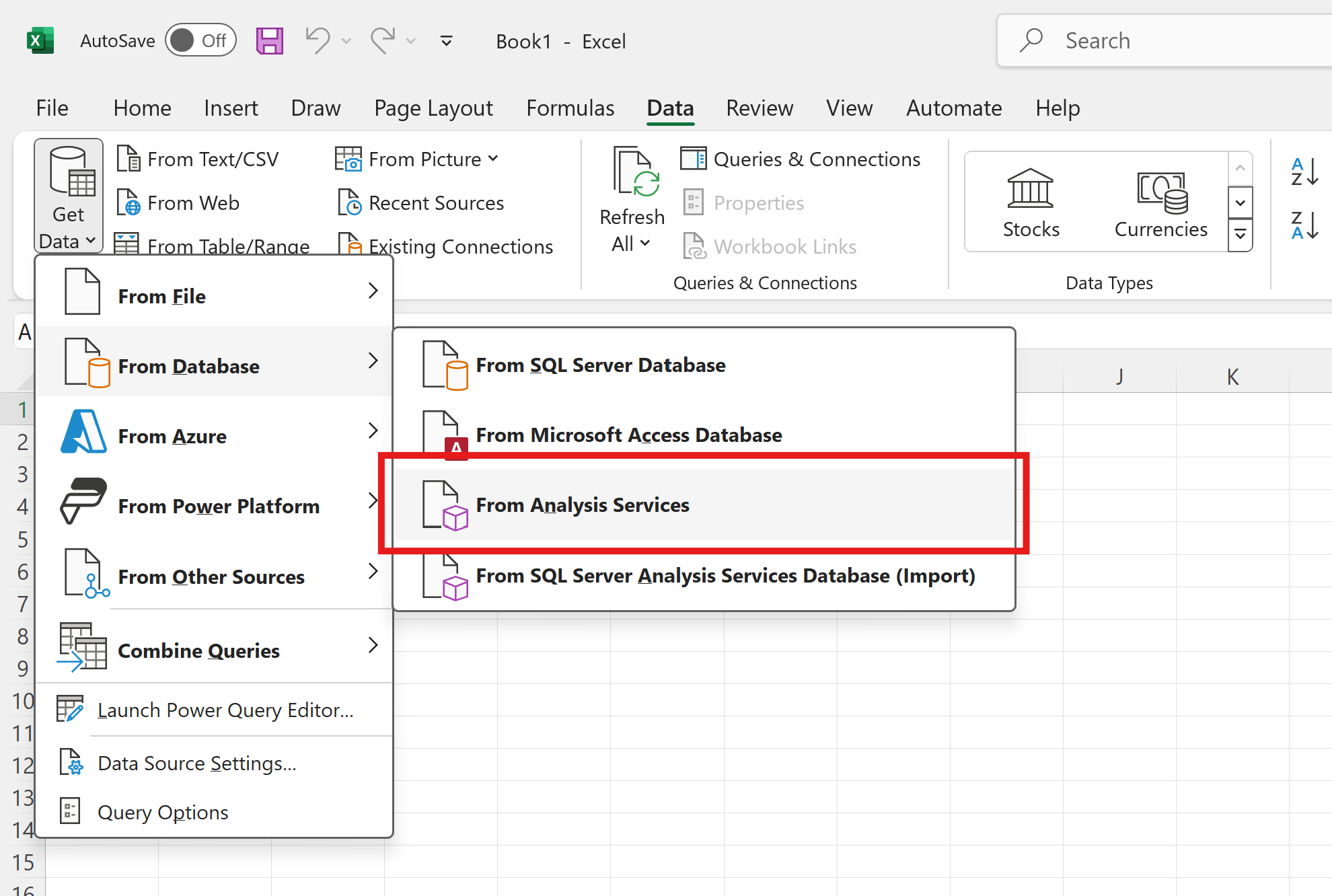Data from Analysis Services