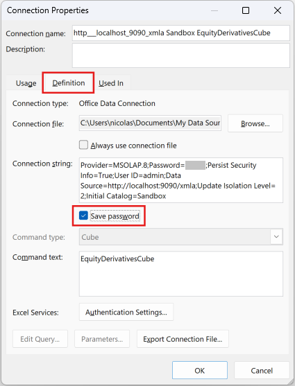 Properties: Save Connection Password