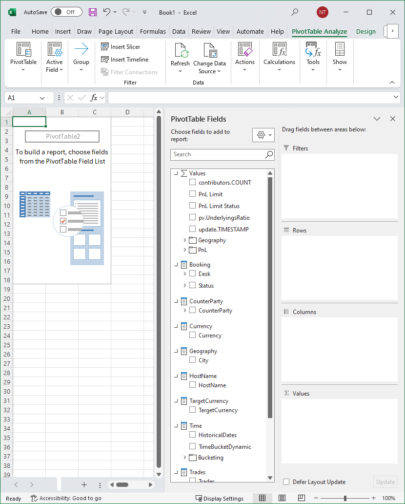 Excel with Empty Pivot Table