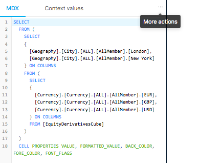 Demonstrating MDX and context values dropdown menu