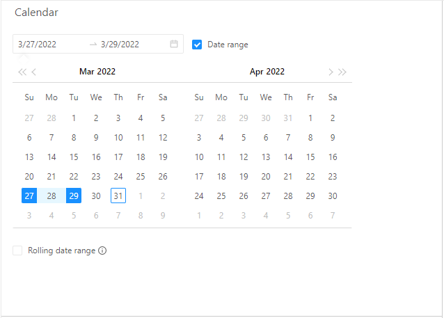 Calendar display mode