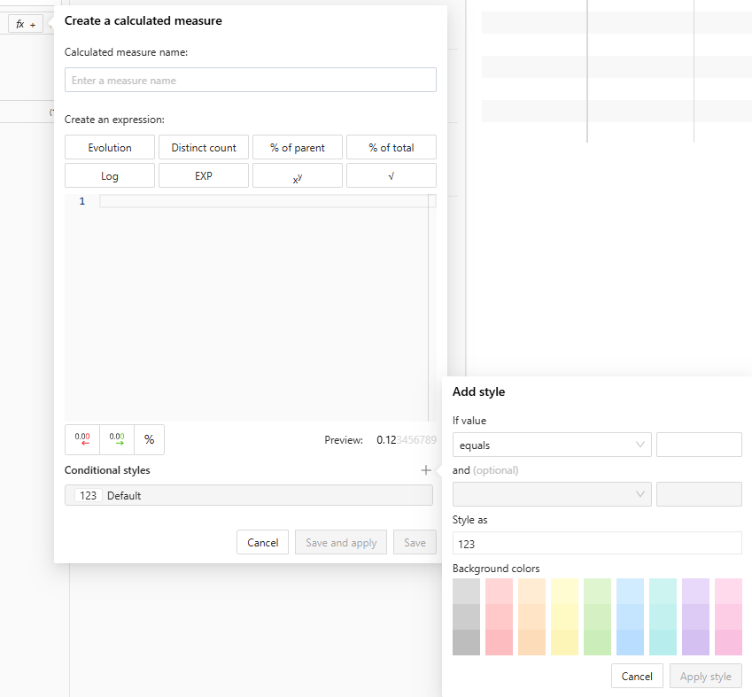 Calculated measure with style