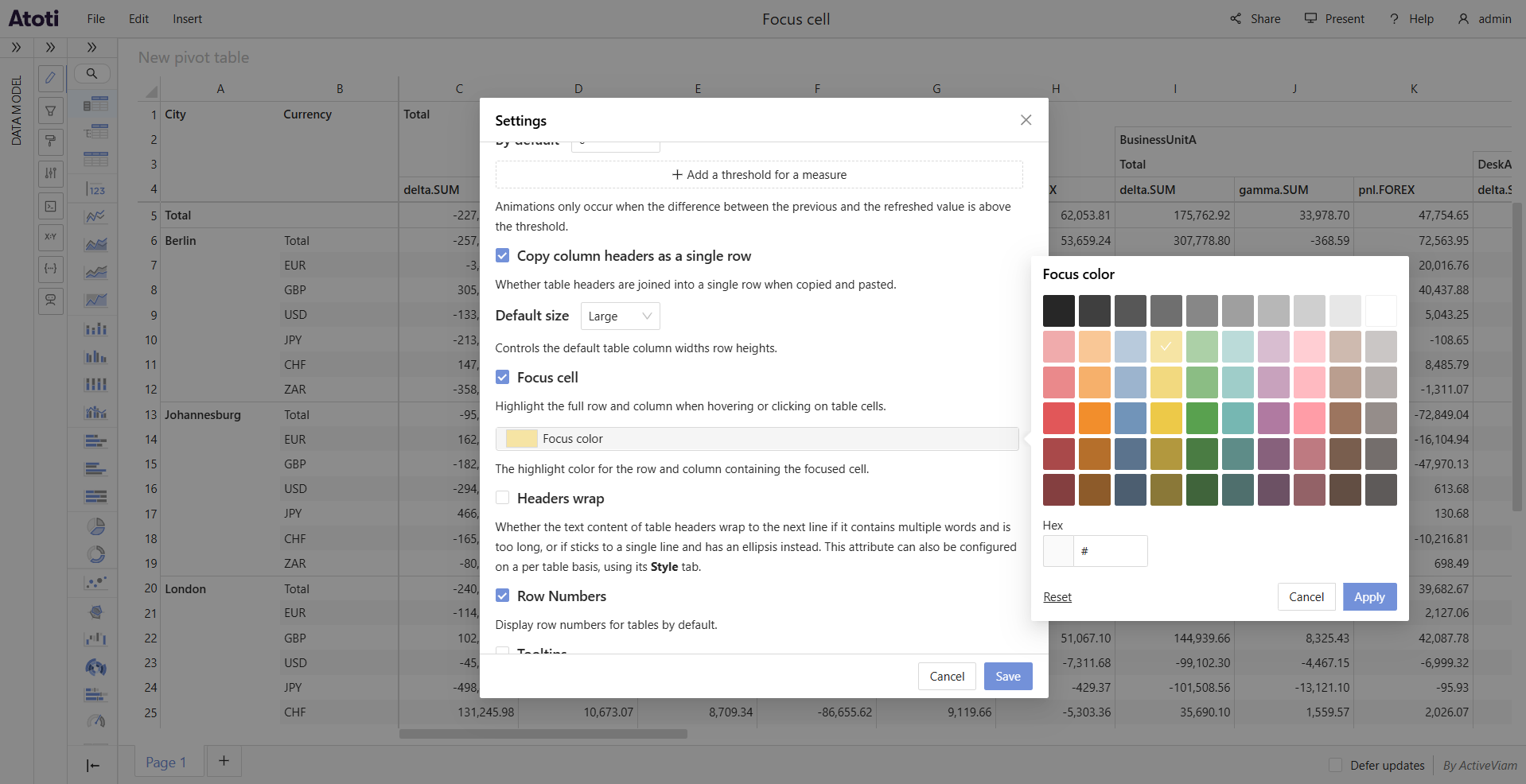 Focus color picker