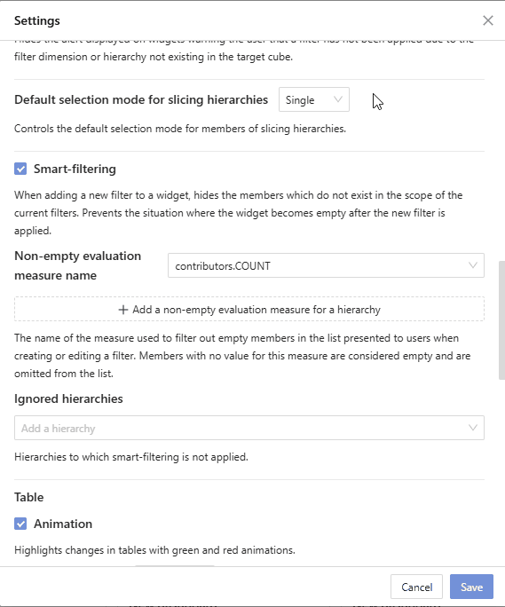 Default hierarchy mode