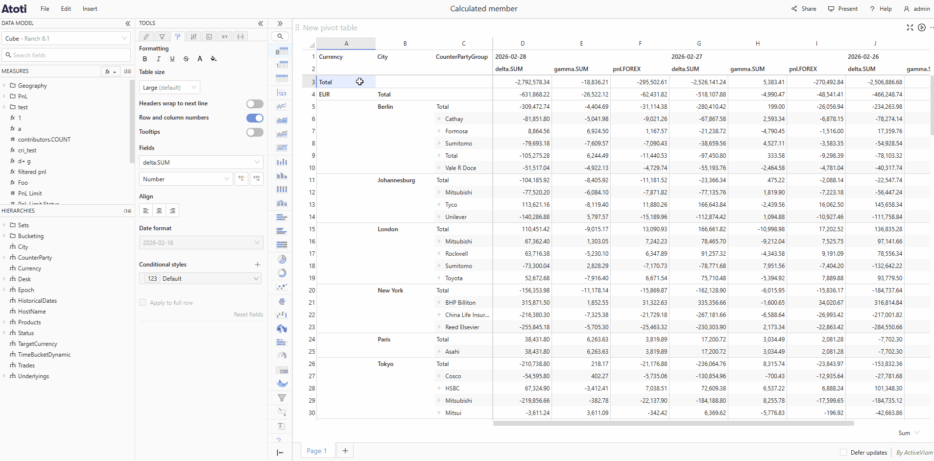 Format rows and columns