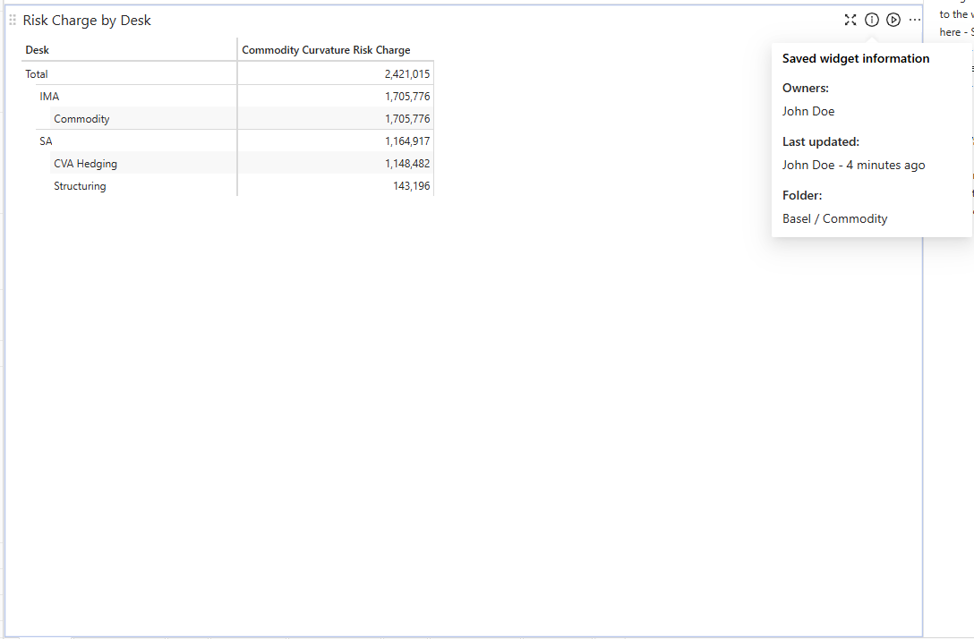 Saved widget information
