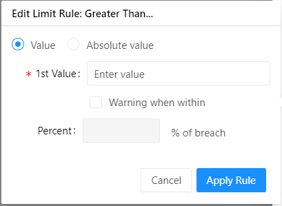Greater than rule popup